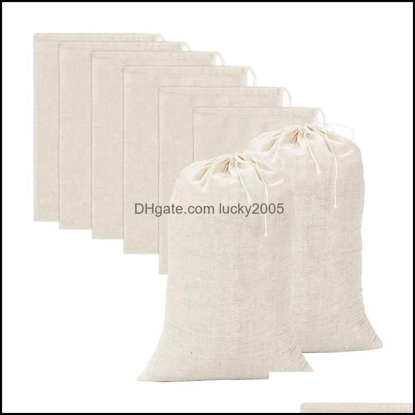 20 Pieces Large Muslin Bags Cotton Drawstring Bags, Brew Bags (8 X 12 Inches)
