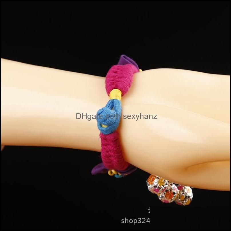 Ethnic style bell chain Yunnan cloth flower women`s bracelet Dongba