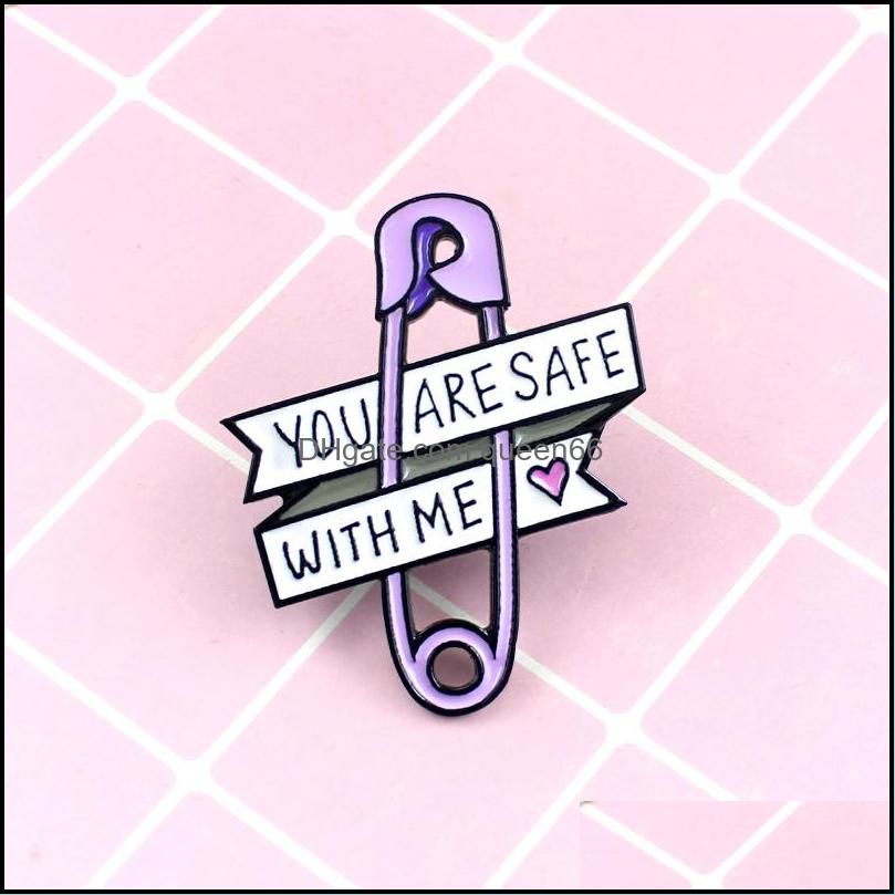 Pin purple ribbon white word personality special brooch creative lapels denim enamel gift badges decorations pins