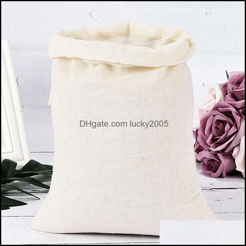 20 Pieces Large Muslin Bags Cotton Drawstring Bags, Brew Bags (8 X 12 Inches)