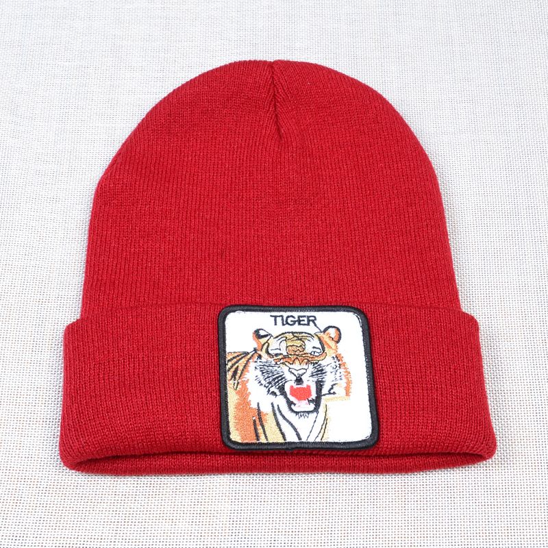 Animal Beanies Tiger Embroidery Winter 