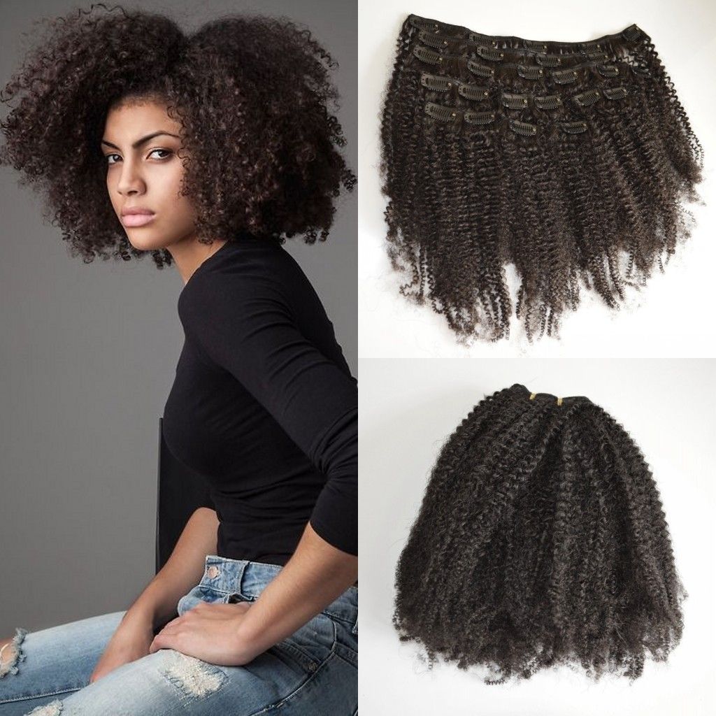 4a 4b 4c Afro Kinky Curly Clip In Human Hair Extensions Brazilian