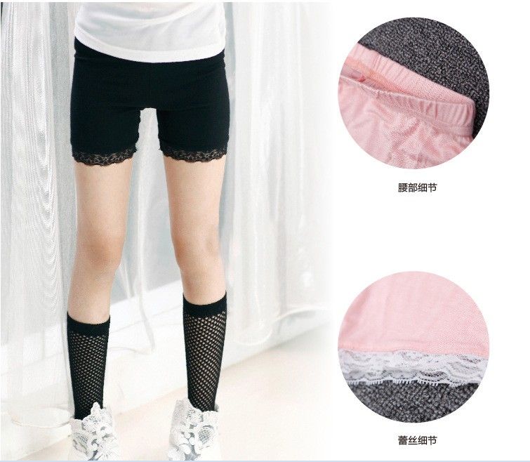 2021 Summer Girls Fashion Short Leggings Tights Pure Cotton Lace Girls ...
