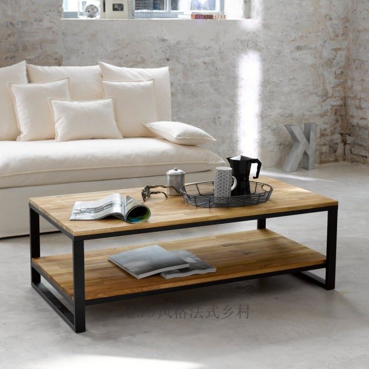 Wood Wrought Iron Coffee Table Rectangular Retro Rust Proof High Wood Wrought Iron Coffee Table Rectangular Retro Rust Proof High Grade Pine Living Room Desk Aiji With 721 63 Piece On