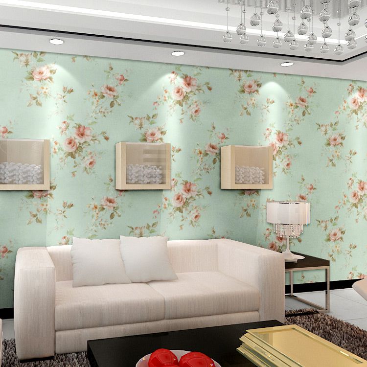 Acquista carta da parati pastorale americana fiore verde salotto ... Camere da letto americane