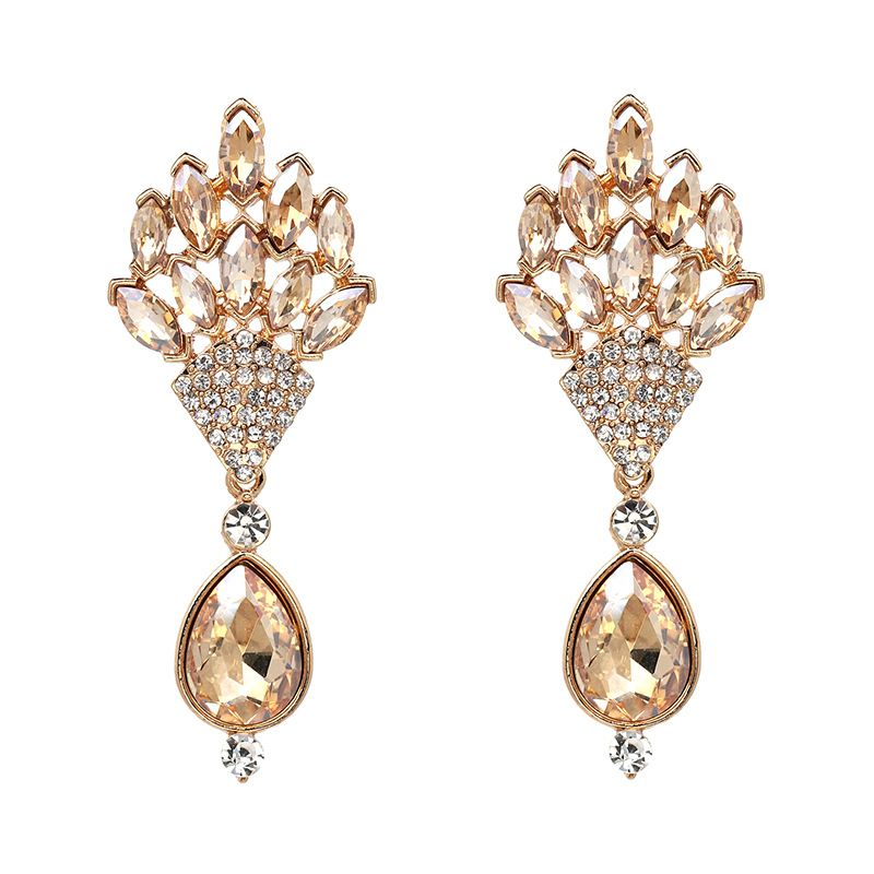 2019 red rose female love diamond drop earrings
