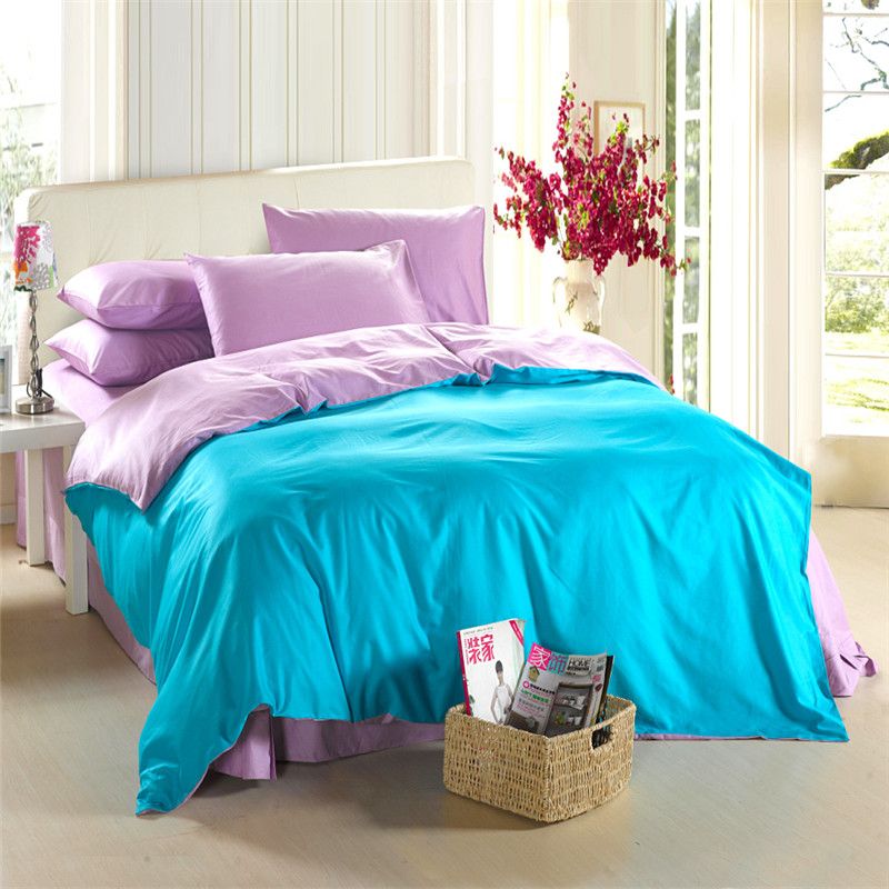 Aqua Blue Purple Lilac Bedding Set King Size Queen Quilt Doona Duvet Aqua Blue Purple Lilac Bedding Set King Size Queen Quilt Doona Duvet Cover Designer Bed Sheet Double Bedspread Bedsheet Linen 100 Cotton In A Bag