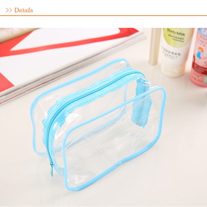 Wholesale-PVC Transparent Clear Plastic Pouch Travel Makeup Toiletry Zipper Cosmetic Bag Blue ...