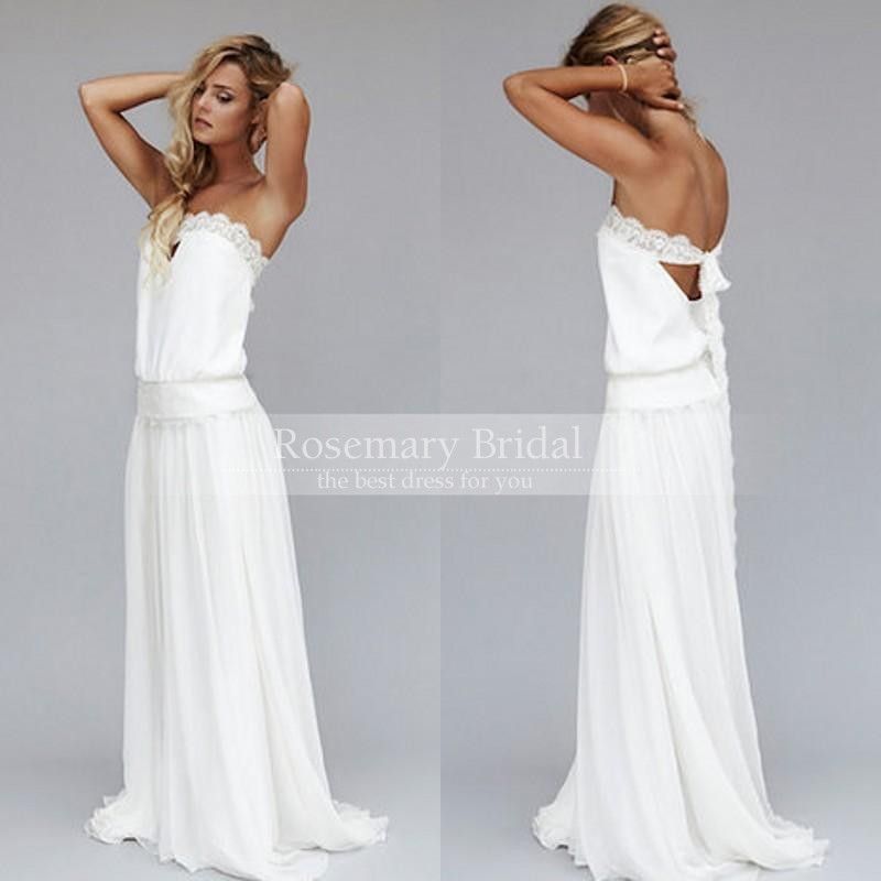 Discount Vintage Bride Dresses 1920s Beach Wedding Dress Cheap