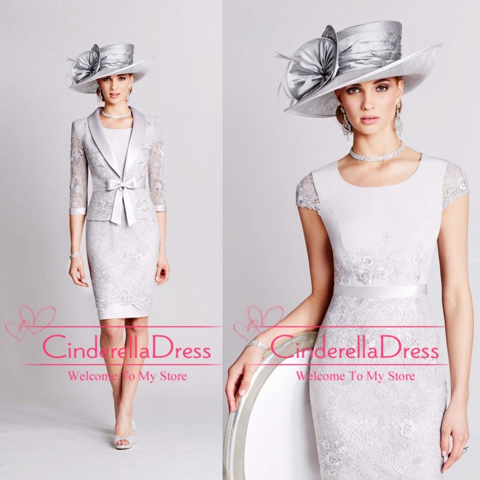 2015 Sheath Crew Neck Cap Sleeves Mother Of Bride Dresses With Jacket ...