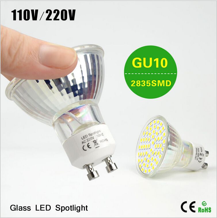 GU10 MR16 LED Spot Light Bulbs 4W 6W 8W 3528 SMD 110V 220V 12V 24V Glass Lamps