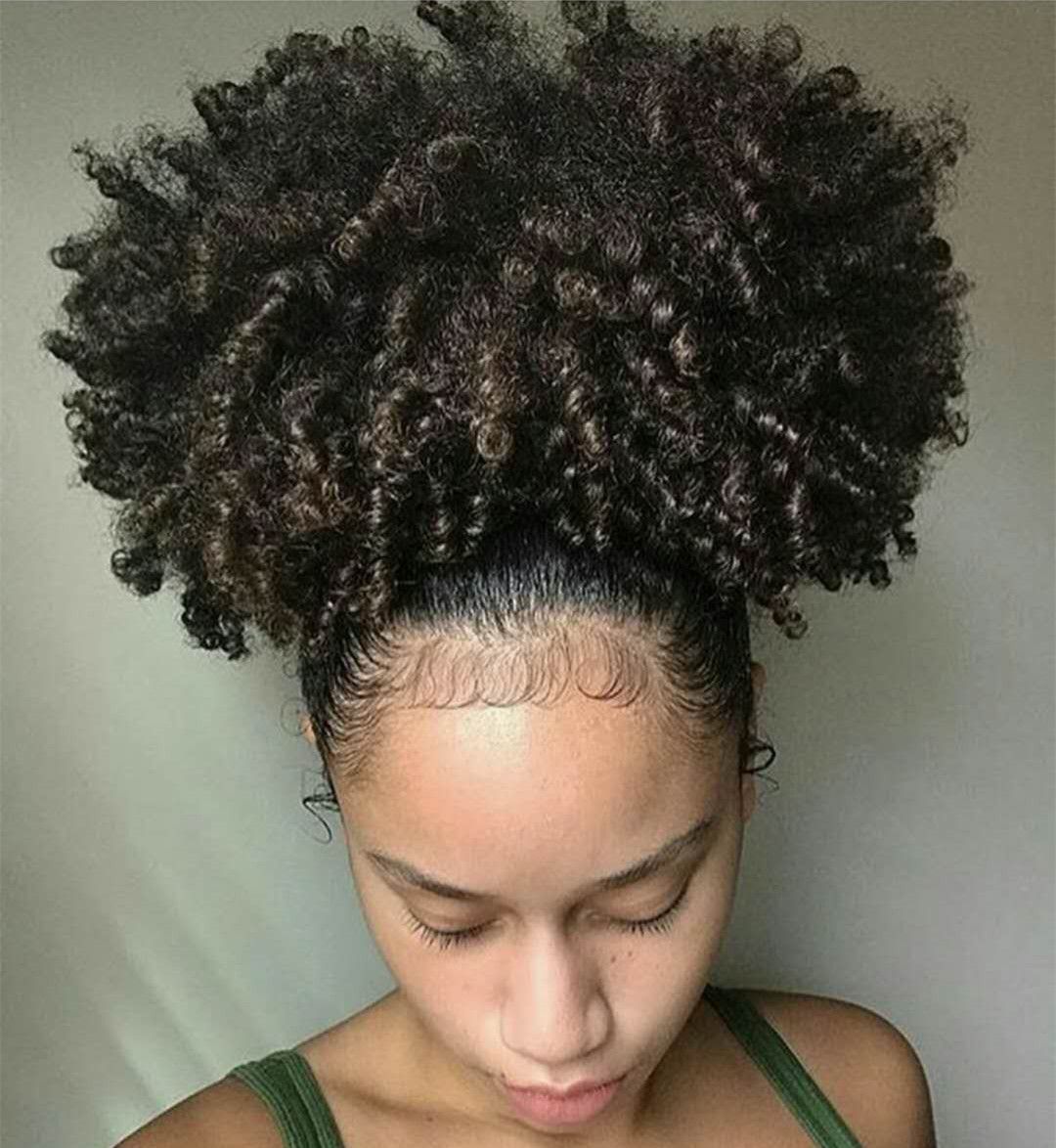 Short High Ponytail Hairpieces Clip In 4c Afro Kinky Curly