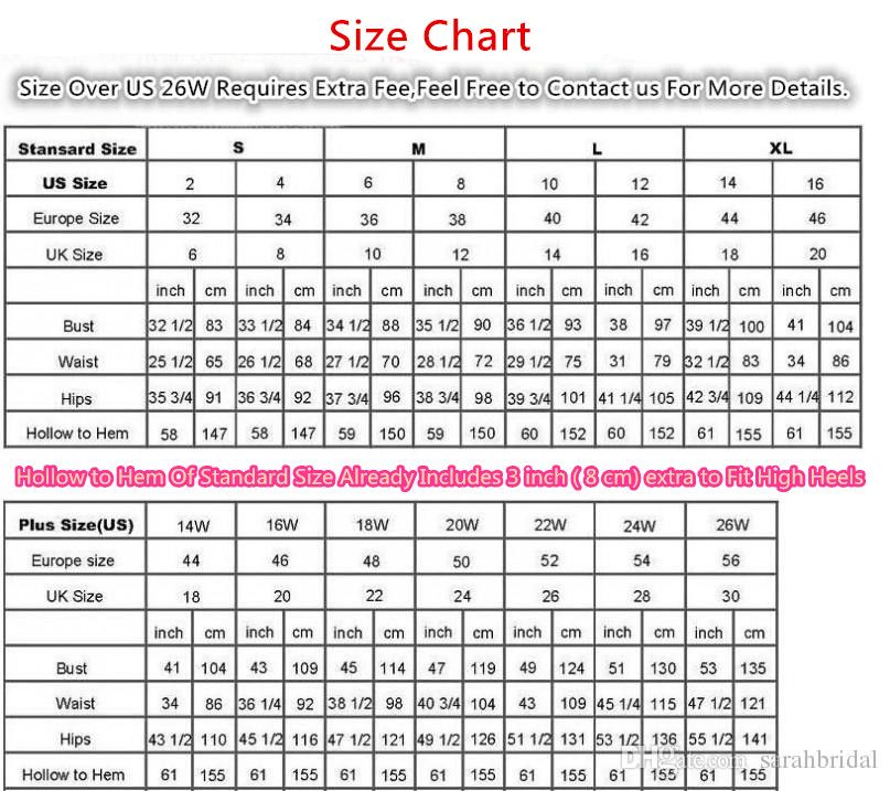 Arabic Size Chart