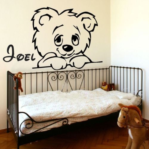 teddy bear wall sticker personalized name decal removable decoration