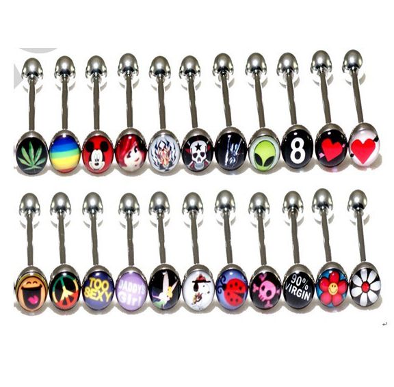2019 Mixed Logo Tongue Bar Tongue Piercing Tongue Rings Barbell