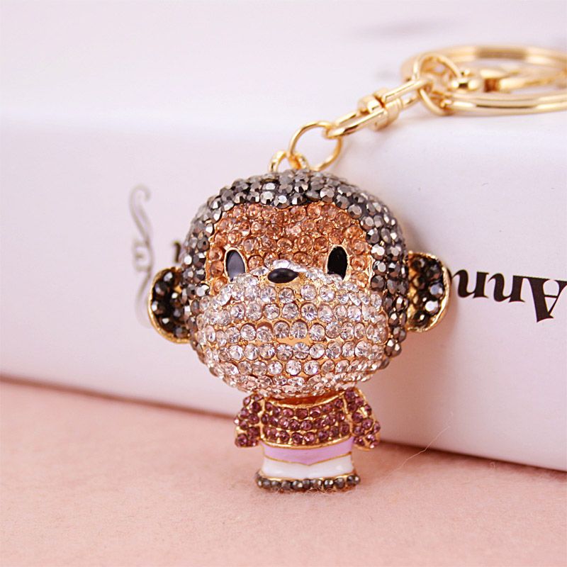 2020 Fashion Key Ring Holder,Cute Monkey Key Chains,Purse/Handbag Charms,Nice Gift Real Gold ...