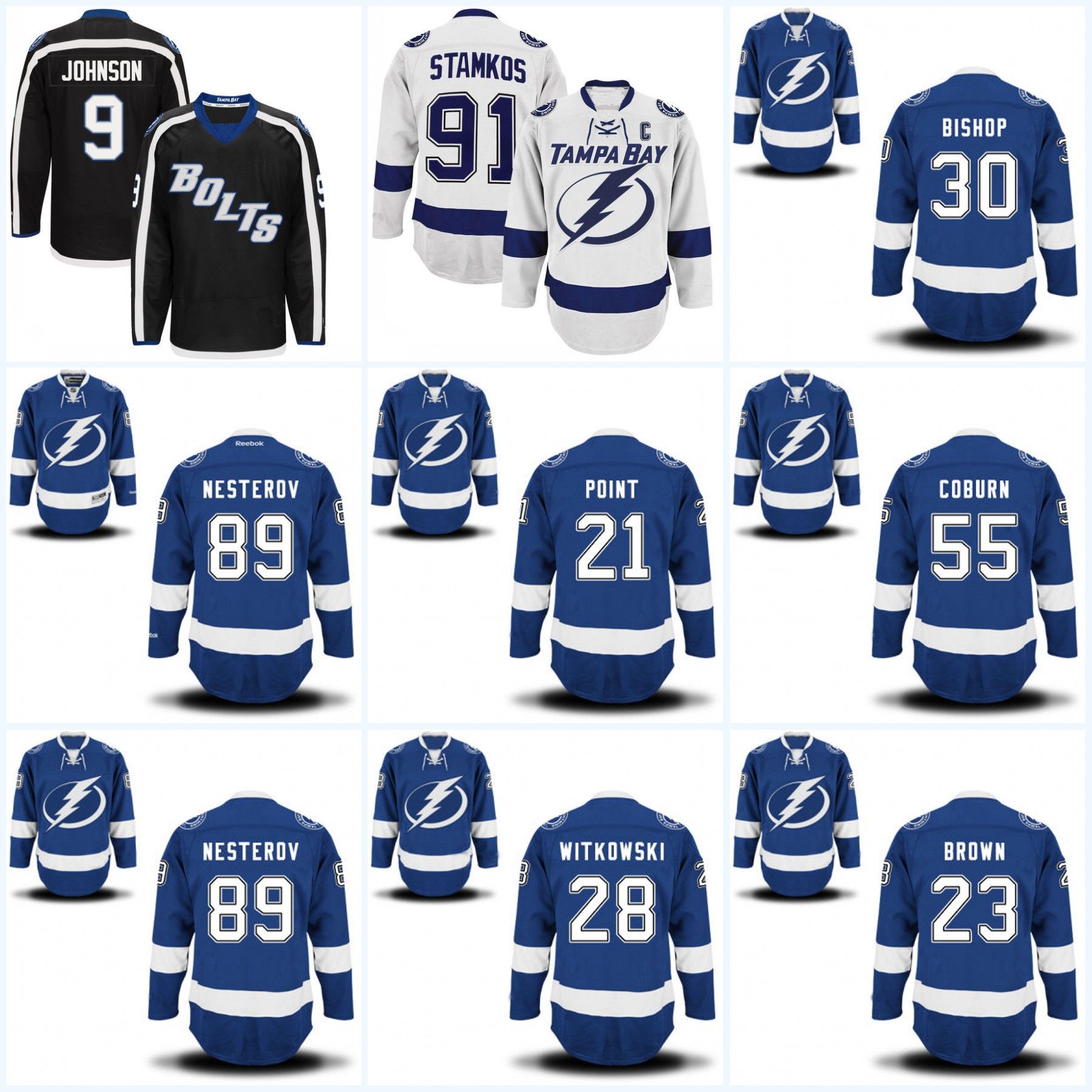 2020 Mens Tampa Bay Lightning Jerseys 21 Brayden Point 23 J.T. Brown 28 Luke Witkowski 30 Ben