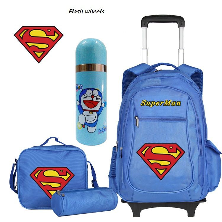 New Rolling Backpack For Boys Child School Students Bag Trolley