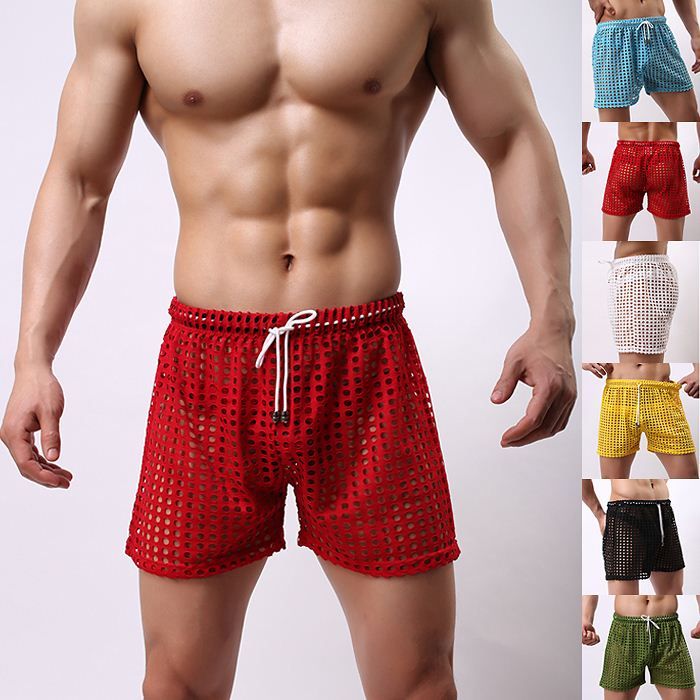 2019 Mesh Men Shorts Gay Mens Shorts Casual Sleepwear See Through Men Shorts Mesh Sheer Sport
