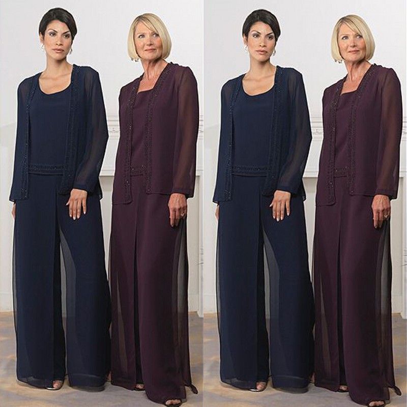 mother of the bride pant suits navy blue