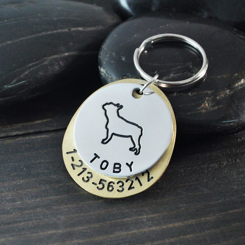 french bulldog dog tag personalized dog tag hand stamp dog tag