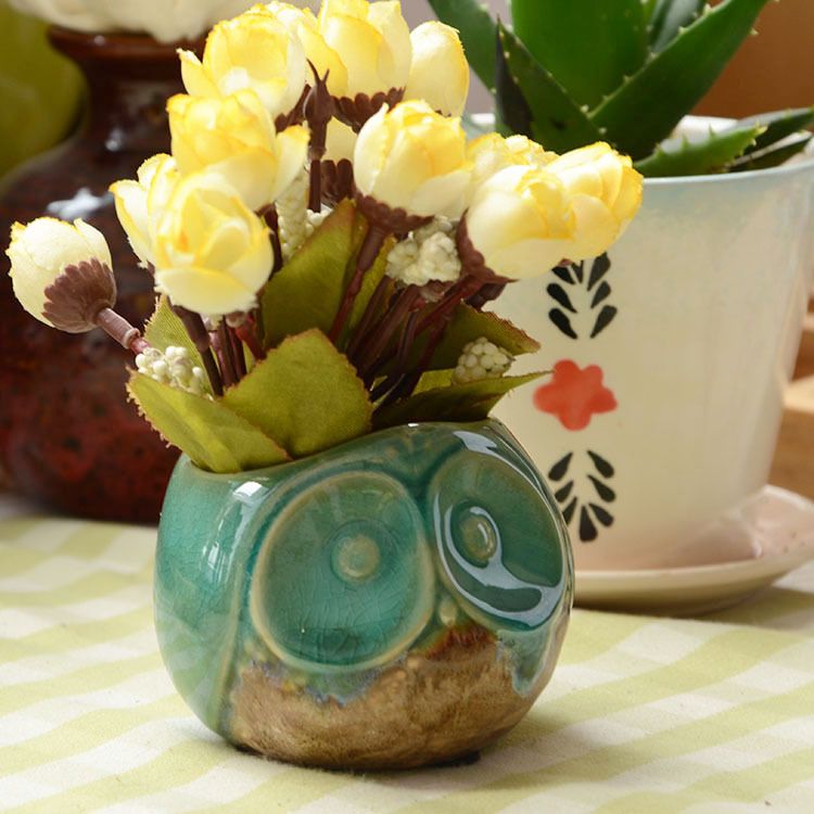 2019 Home  Decoration  Ceramic Owl Flower Pot  Owl Candle 
