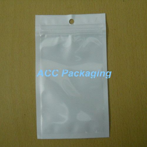 8x14cm 3.1"x5.5" White/ Clear Self Seal Resealable Zipper Plastic Retail Packaging Bag Zipper Lock Bag Retail Package With Hang Hole