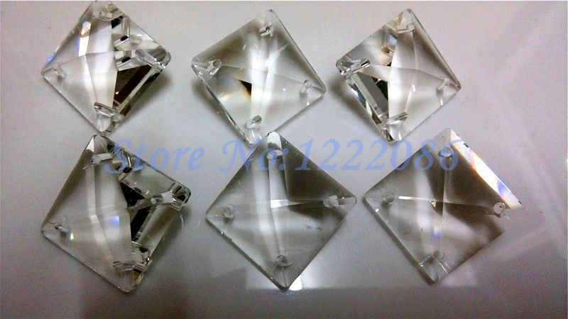 Whol 22x22mm Glass Crystal Prisms Square Beads With 4 Holes Mc Whol 22x22mm Glass Crystal Prisms Square Beads With 4 Holes Mc Clear Chandelier Parts