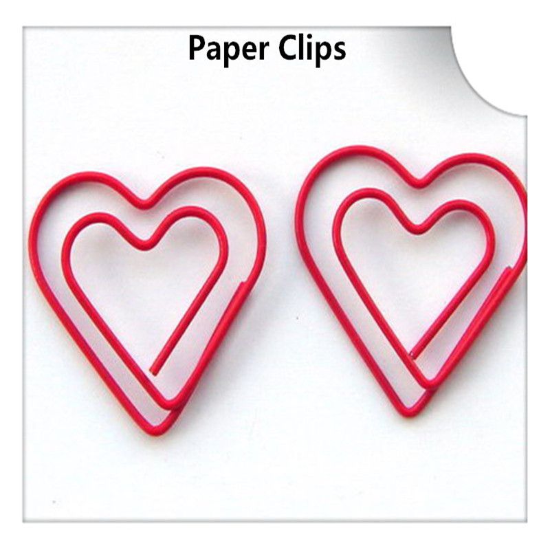 2021 Double Heart Love Shape Paper Clips Cute Bookmark Memo Clip