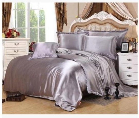 silver bedding sets super king size queen full twin grey duvet cover silver satin sheets