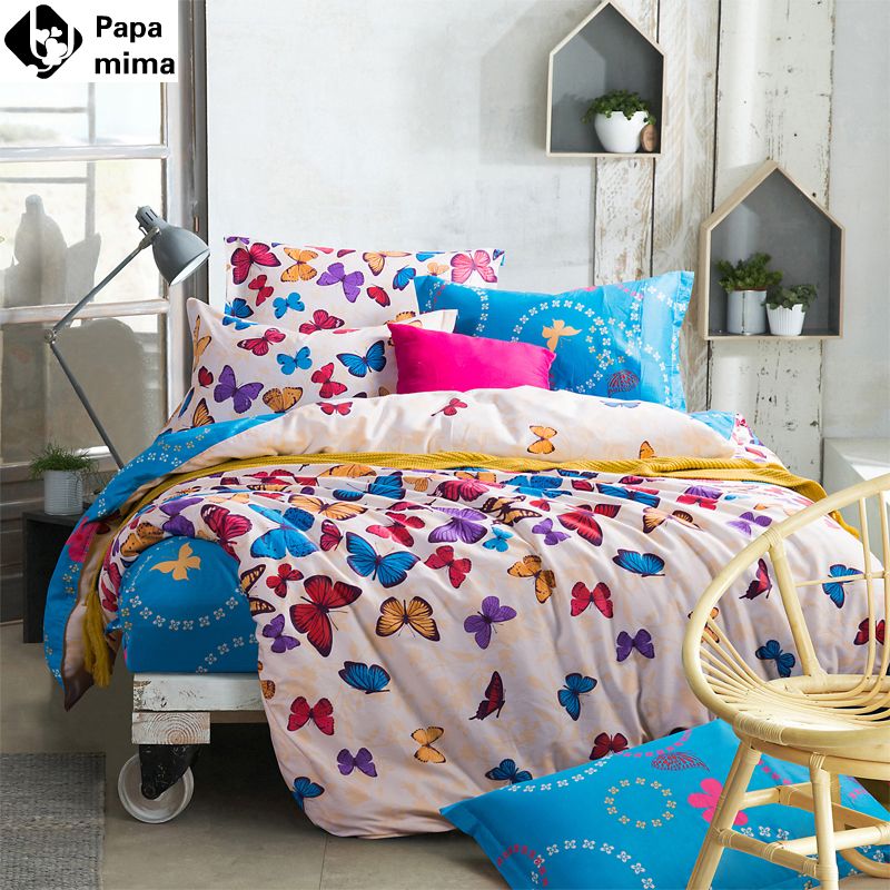 Whole Puprle Red Erfly Bedding Set For Girls Queen Size 100 Whole Puprle Red Erfly Bedding Set For Girls Queen Size 100 Cotton Duvet Cover Bedsheet Pillowcase Bed Linen Quilt Coverlet Bedspread Sets On