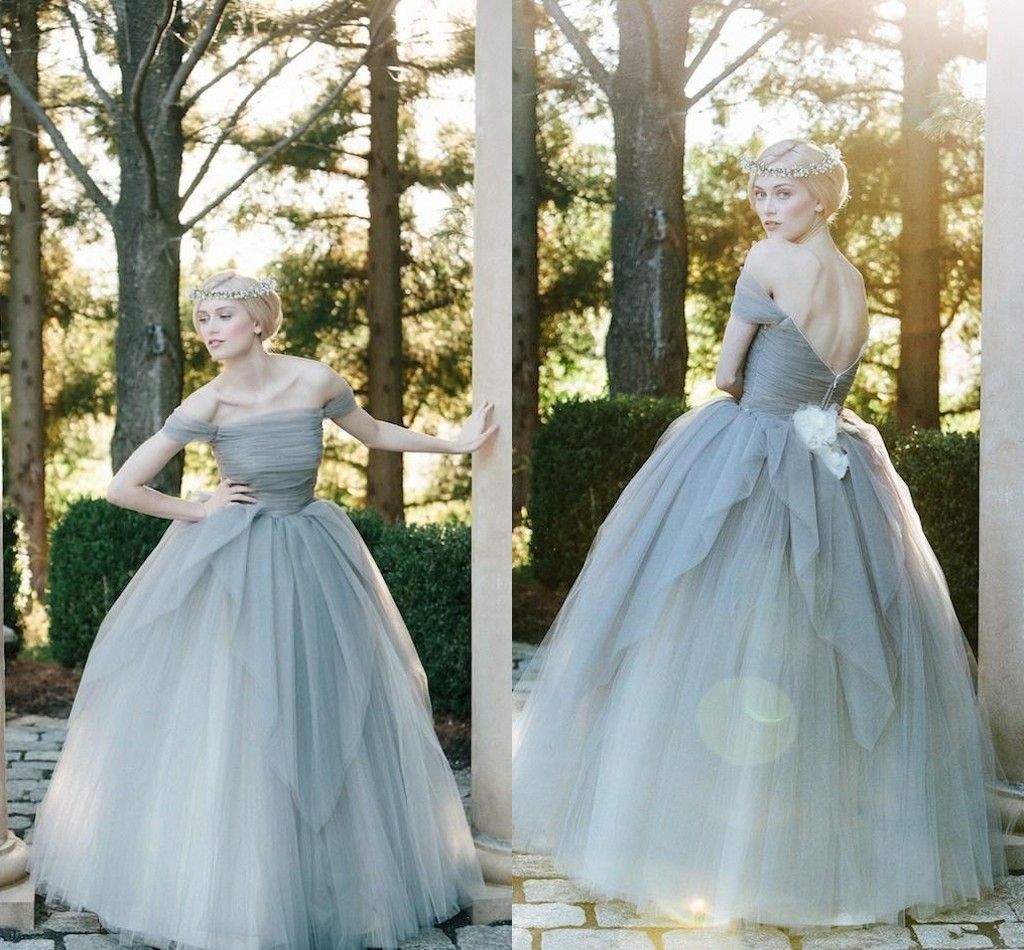 Romantic Tulle Wedding Dresses Off Shoulder Illusion Dresses Forest