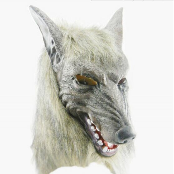 Thee testa di lupo maschera per Halloween e costume cosplay party gray wolf