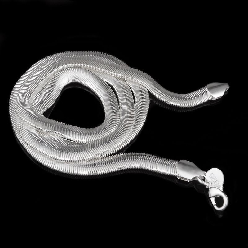 2020 SALE! 6MM 925 Sterling Silver Flat Snake Chain Necklace 16 18 20 ...