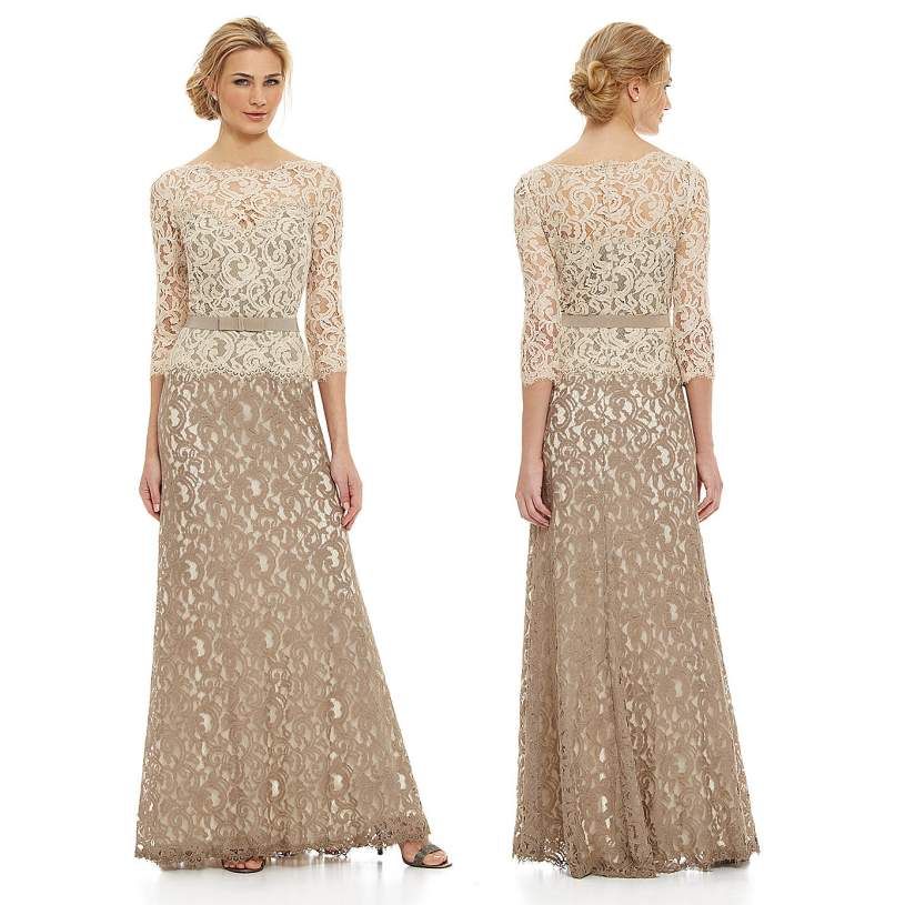 Charming Champagne Mother Of The Bride Dresses With 3/4Long Sleeve A