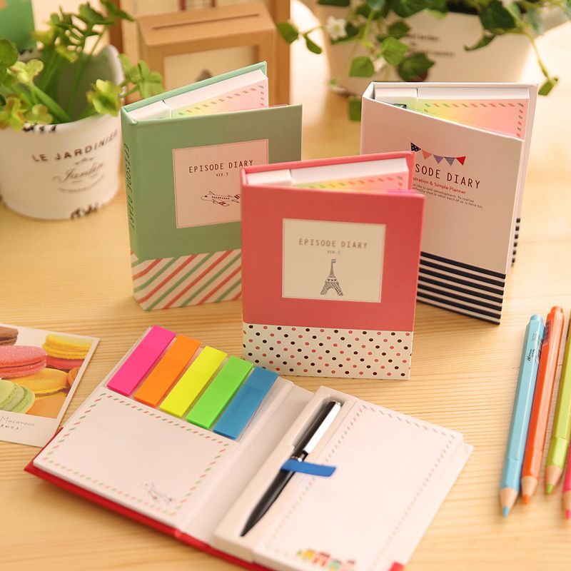 Creative Colorful Sticky Notes Portable PostIt Notes With A Pen Memo