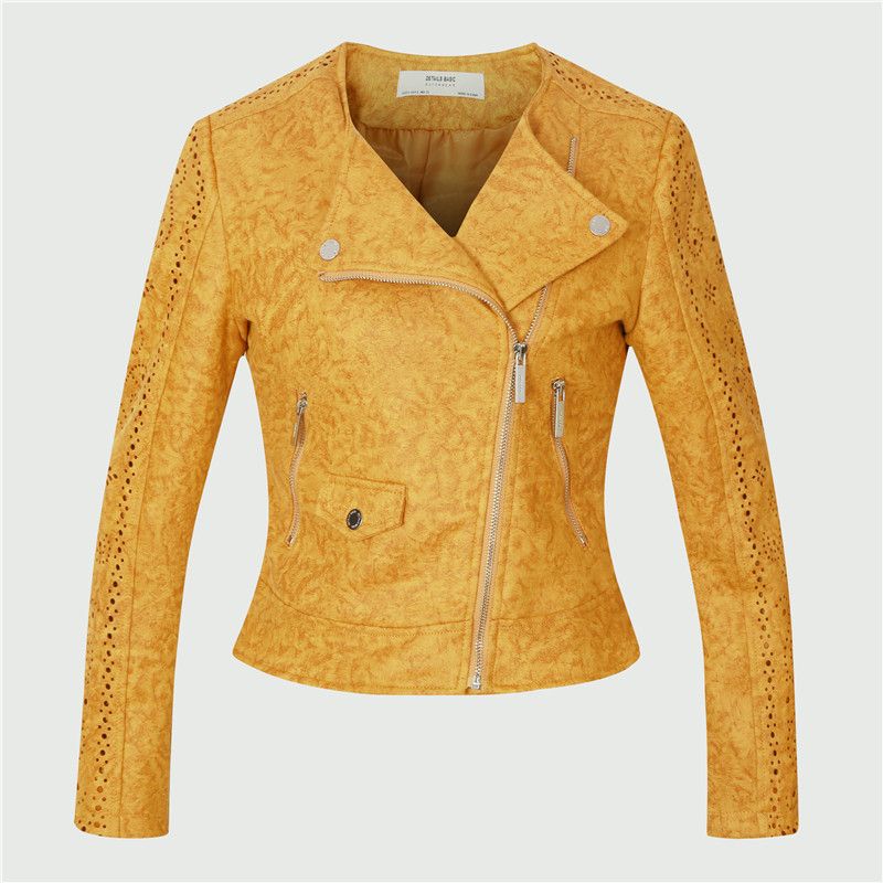 Whole Women Suede Leather Jacket And Coats Jaqueta De Couro Whole Women Suede Leather Jacket And Coats Jaqueta De Couro Motorcycle Biker Er Coffee Grey Yellow Pink Slim Fit Drop Ship Uk 2019 From Peay