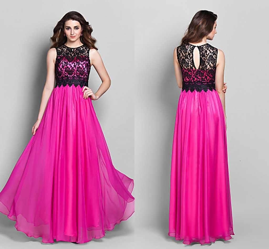 black pink long dress