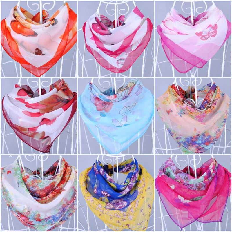 60*60cm Women Brand Chiffon Silk Square Scarf High Quality Imitated