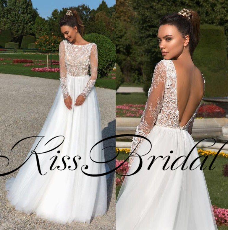 Long Sleeve Reception Dress For Bride 