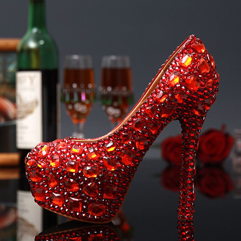 red wedding heels for bride