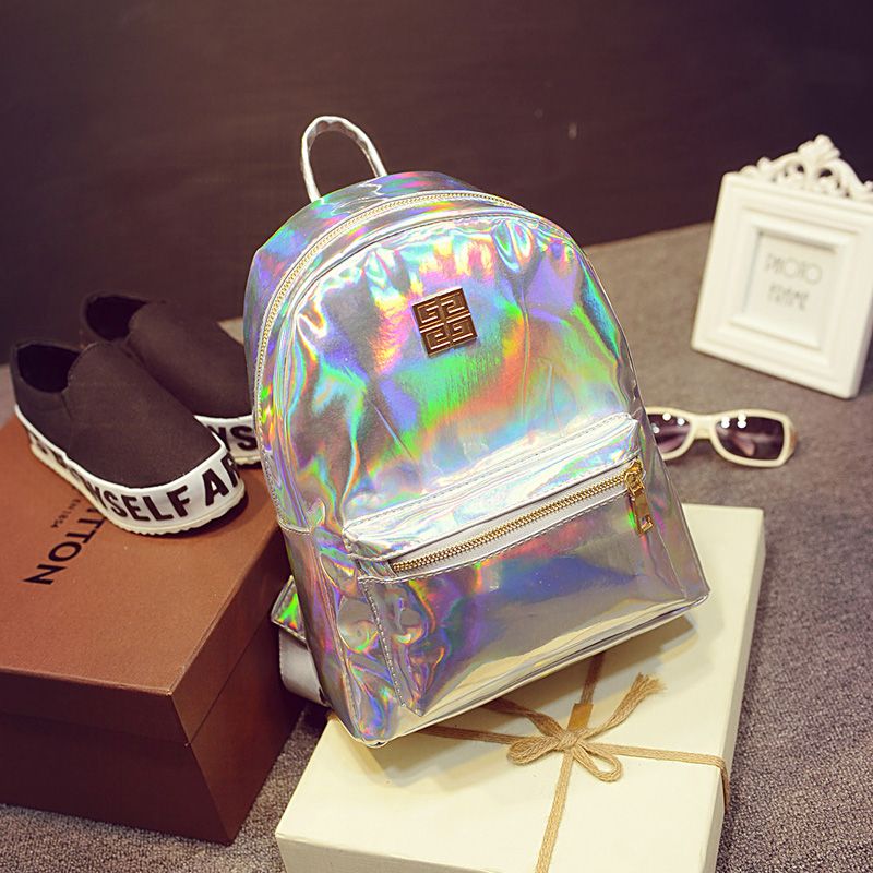 New Hologram Laser Backpack Girl School Bag Shoulder Women Rainbow