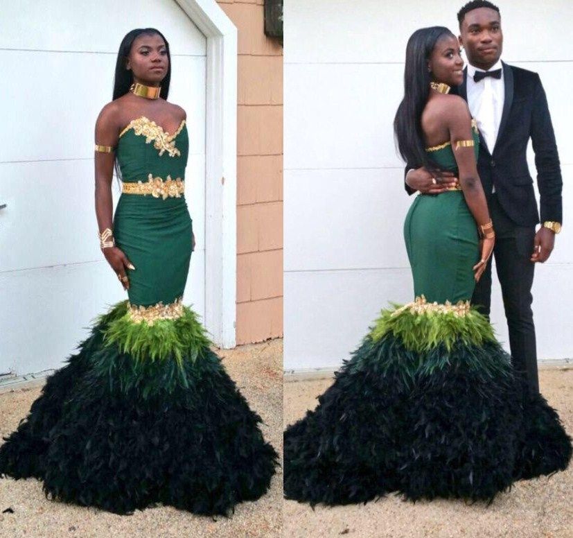 Green and Gold Prom Dress