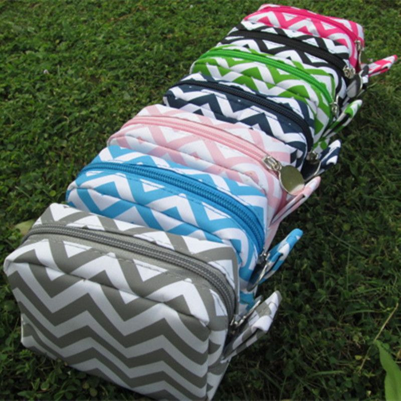 2019 Wholesale New Size Chevron Cosmetic Bags Zipper Closure Small Cosmetic Cases Makeup Bags In ...