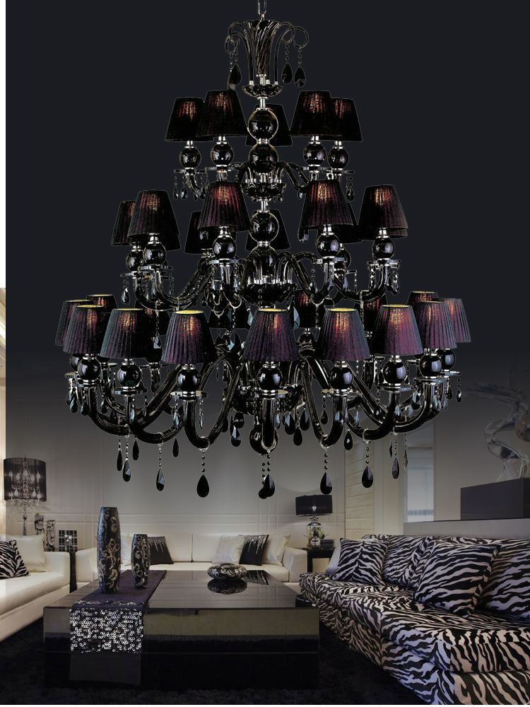 Led 3 Layer 30 Light Black Crystal Chandelier Kroonluchter Led 3 Layer 30 Light Black Crystal Chandelier Kroonluchter Vintage Lamp Traditional Candle Holder Lights Lampshades