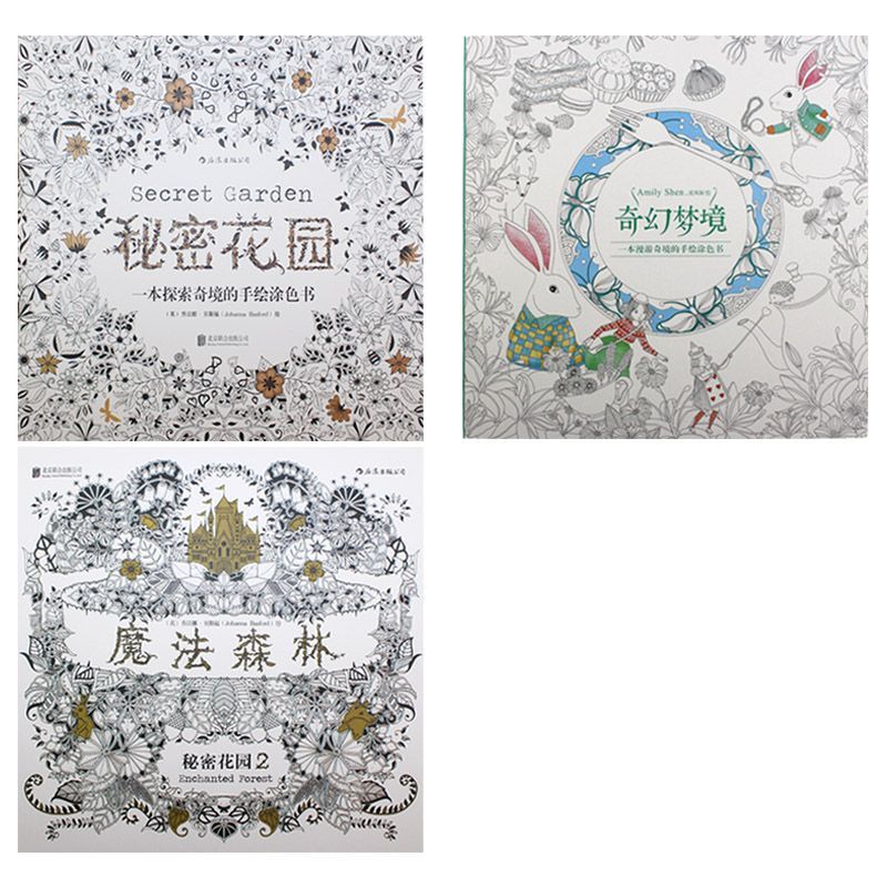 Secret Garden Coloring Book Magic Wonderland Enchanted Forest Relieve Stress Painting Drawing BookGift 12 Colors Pencil