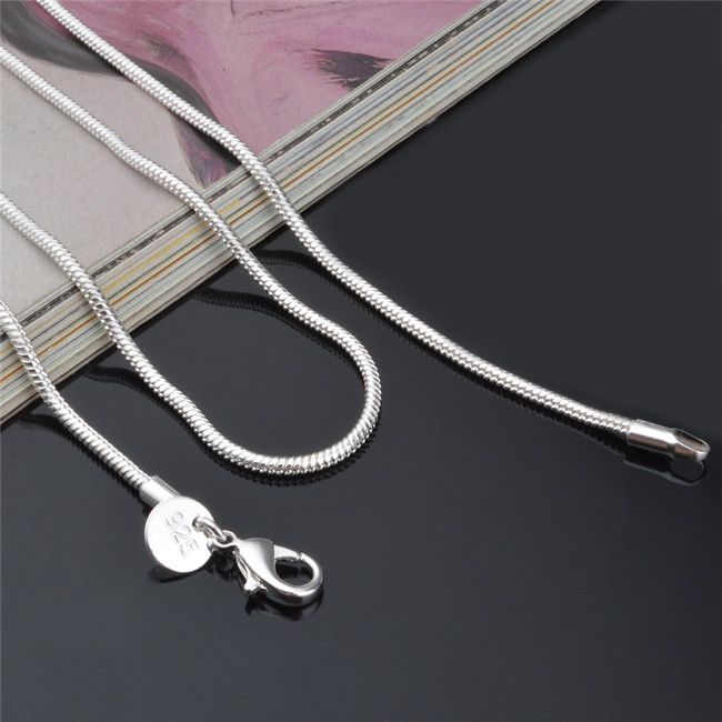 Yüksek kalite 2 MM 925 ayar gümüş yılan zincir kolye 16-24 inç moda takı fabrika fiyat ücretsiz kargo