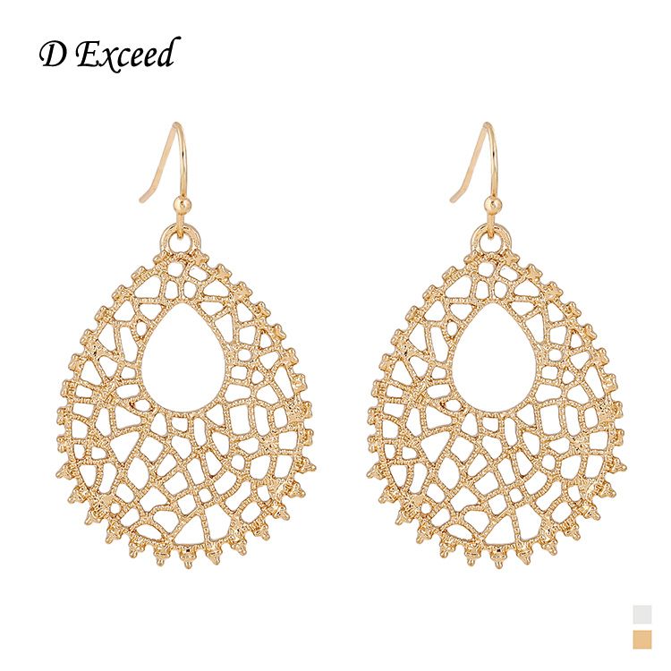 2019 Luxurious Big Earrings Fashion Jewelry Gold/Silver Plated Hollow ...