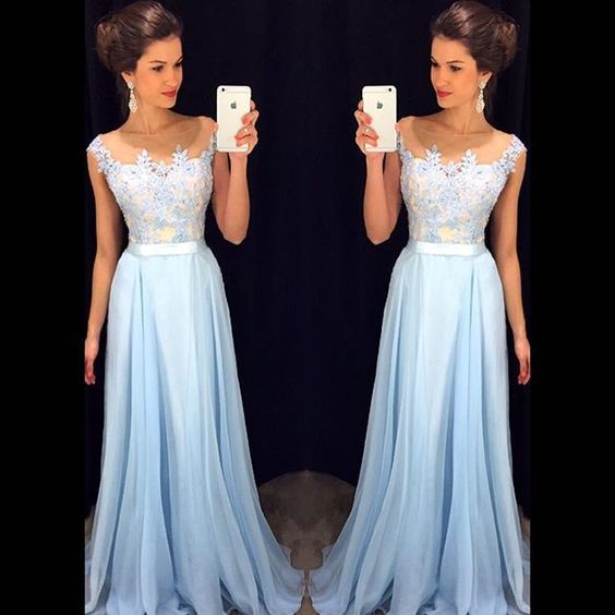 illusion neck light blue prom dresses with lace applique bodice illusion neck light blue prom dresses with lace applique bodice