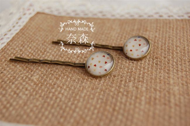 2019 Aqua Blue White Dots Hair Pins Simple Vintage Bronzed Hair